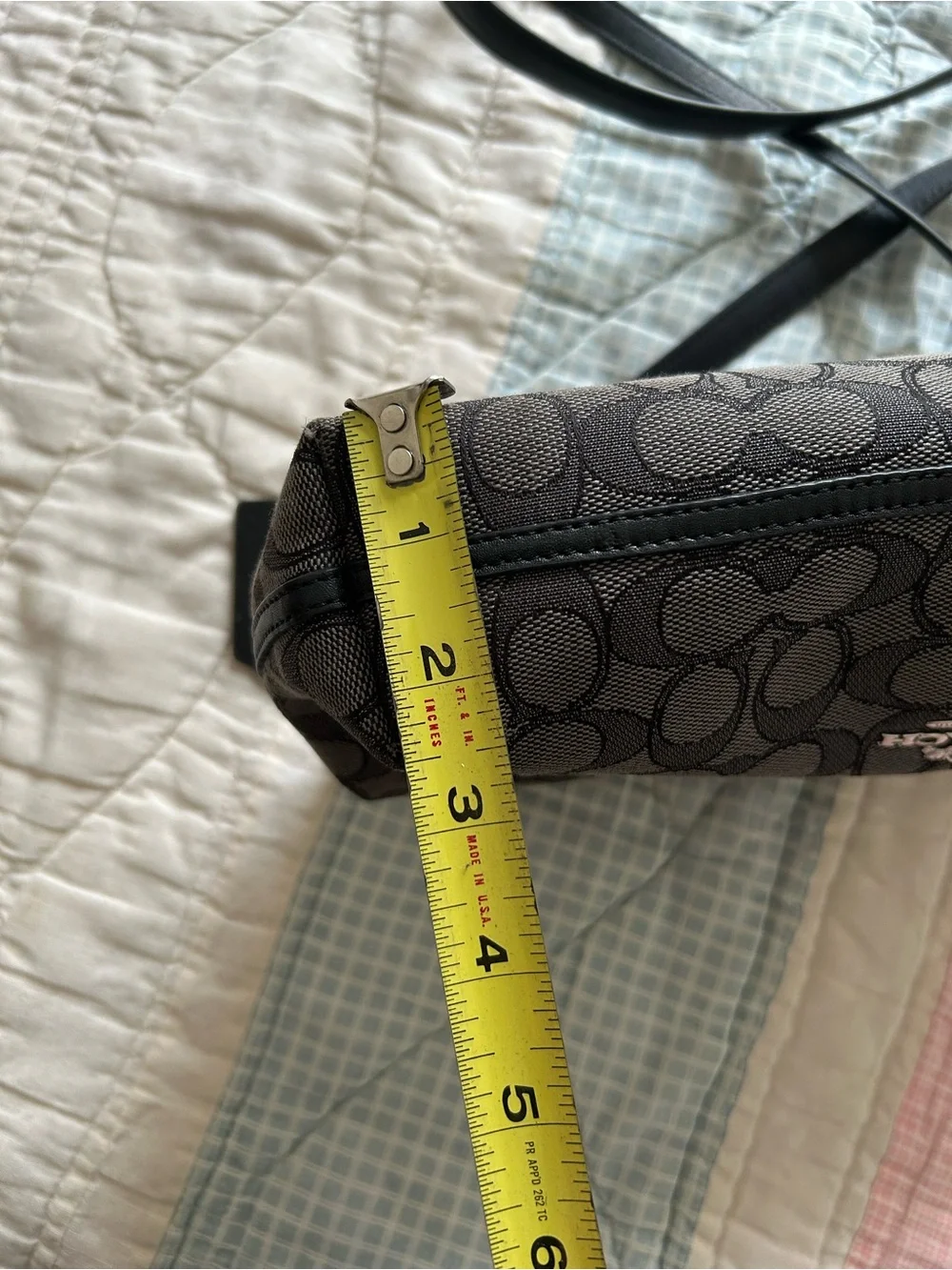 Coach Black and Gray Signature Mini Crossbody Bag